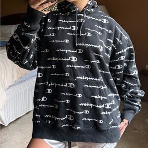 Champion Black and White Patterned Men's Hoodie